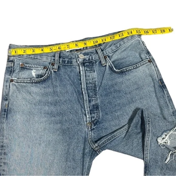 AGOLDE Riley High Rise Straight Crop Jeans in Distressed Escalate Wash Size 28 - Picture 4 of 12